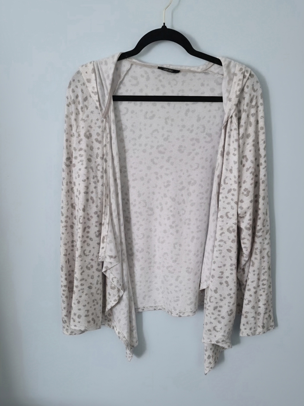 Women’s Hooded Open-Front Leopard Cardigan in Cream